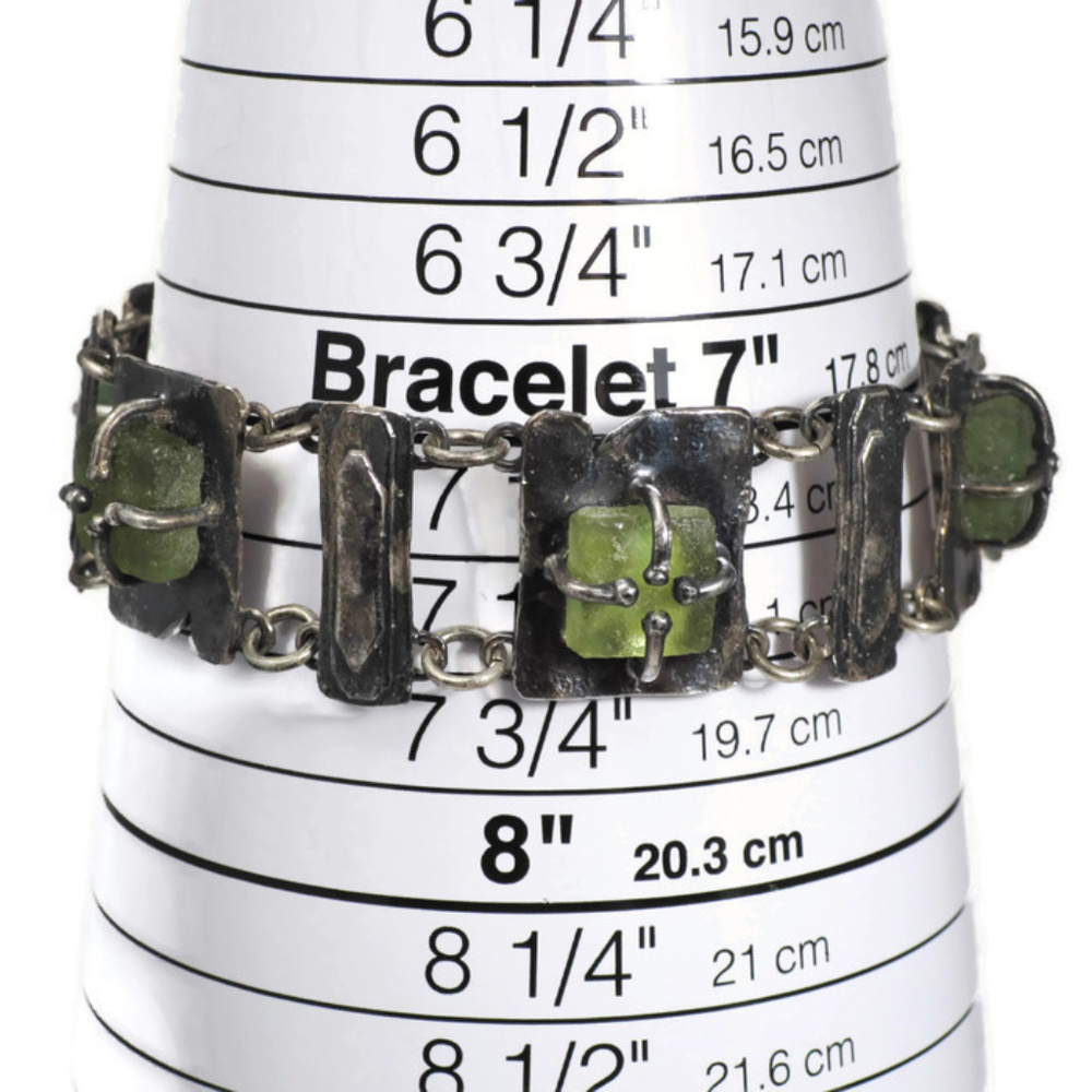 Israeli Bracelet Sterling Silver and Roman Glass Holy Land Artifact - Picture 6 of 8